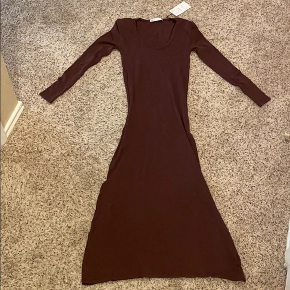 COPY - ZARA wine-coloured midi dress (S) - Picture 2 of 4
